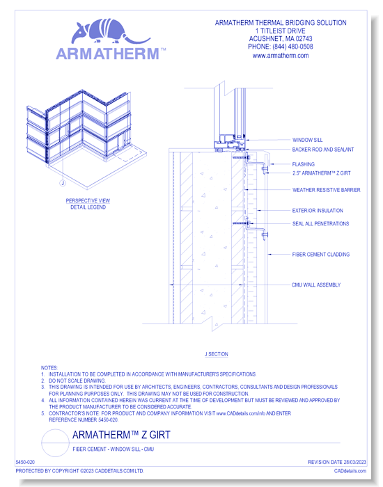 Armatherm™ Z Girt: Fiber Cement - Window Sill - CMU