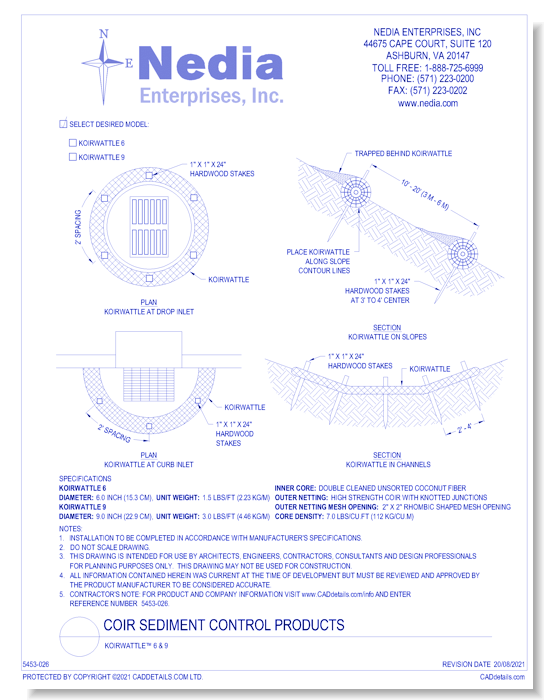 Coir Sediment Control: KoirWattle™ 6 & 9