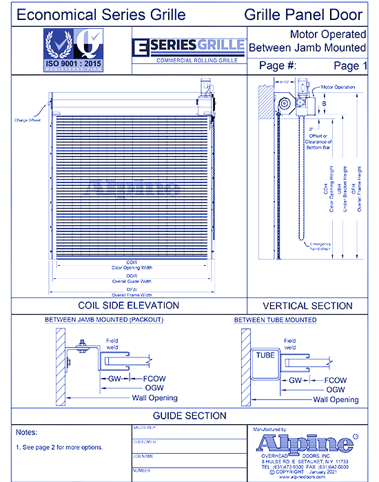 E-Series Grille™ Between Jamb Mounted (Packout): Motor Operation