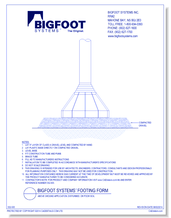 BIGFOOT SYSTEMS® Footing Form: Above Ground Application, Disturbed or Poor Soil