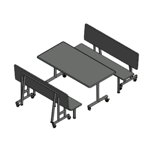 All-in-One Mobile Convertible Benches with Table - Package: ACBP