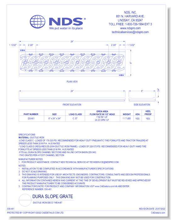 Grate: Spec Dura Slope DuctileIron Deco"WEAVE"ADA_HP_LOAD D