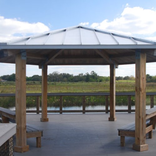 View Hexagon – Six Sided Wood Shelter, Hip Roof