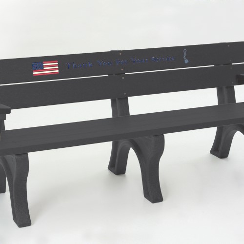 View 6' Veterans Bench w/arms, standard engraving & inlay (ASM-VET6BA)