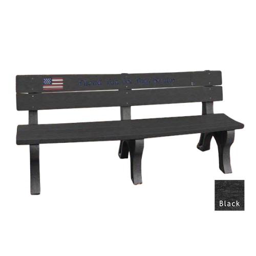View 6' Veterans Bench, standard engraving & inlay (ASM-VET6B)