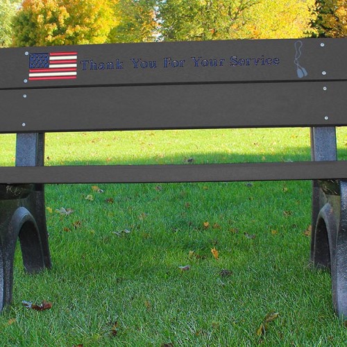 View 4' Veterans Bench, standard engraving & inlay (ASM-VET4B)