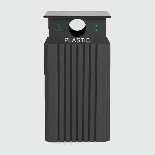 View 40 Gallon Recycle Receptacle w/ Plastic RainCap (ASM-R40C-PL)