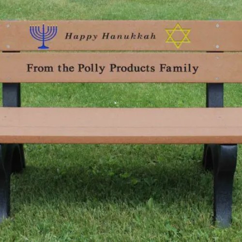 View Holiday Bench 4' Cedar Happy Hanukkah (HB4HK-BK/CD)