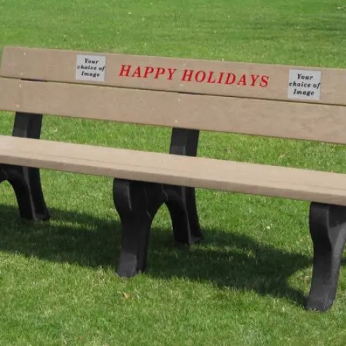 View Holiday Bench 6' Weathered Happy Holidays (HB6HO-BK/WW)