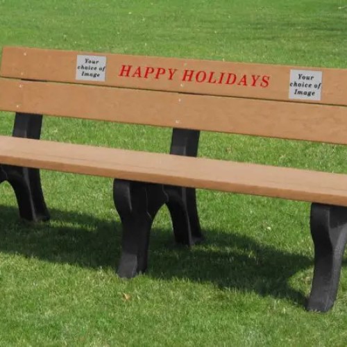 View Holiday Bench 6' Cedar Happy Holidays (HB6HO-BK/CD)