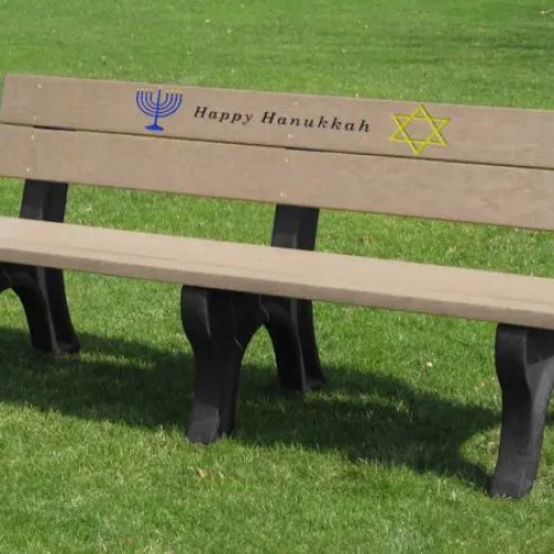 View Holiday Bench 6' Weathered Happy Hanukkah (HB6HK-BK/WW)