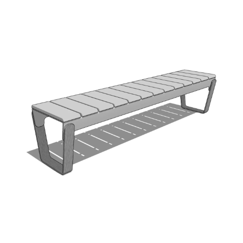 Marina Timber Backless Bench w/ Armrest (MART2-4A-G1)