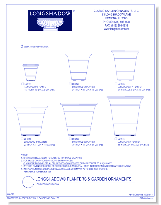 Longwood Collection (15 - 36 Inch High)