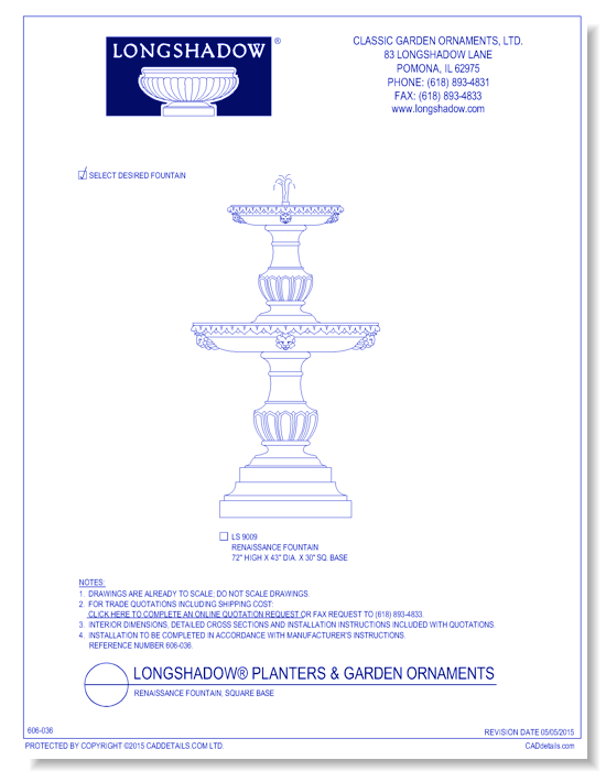 Renaissance Fountain, Square Base