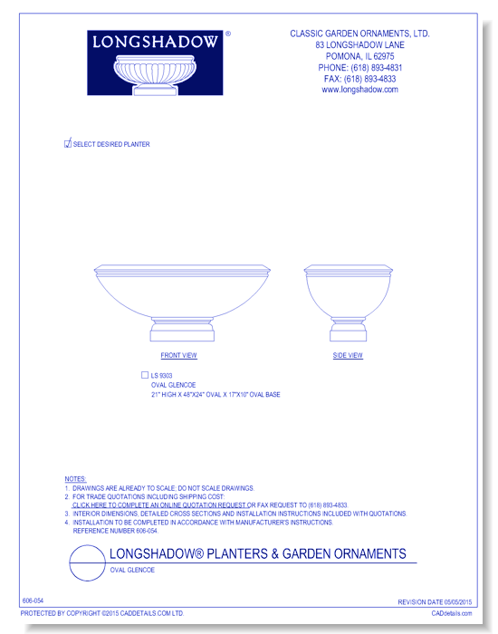 Oval Glencoe (21 Inch High), Page Three