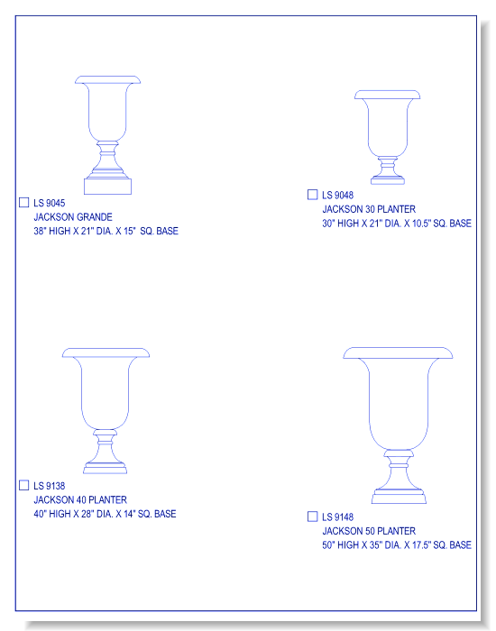 Tall Vase Planters - Jackson (30 - 50 Inch High), Page One