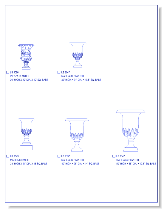 Tall Vase Planters - Marlia Collection & Pienza  (30 - 50 Inch High), Page Two