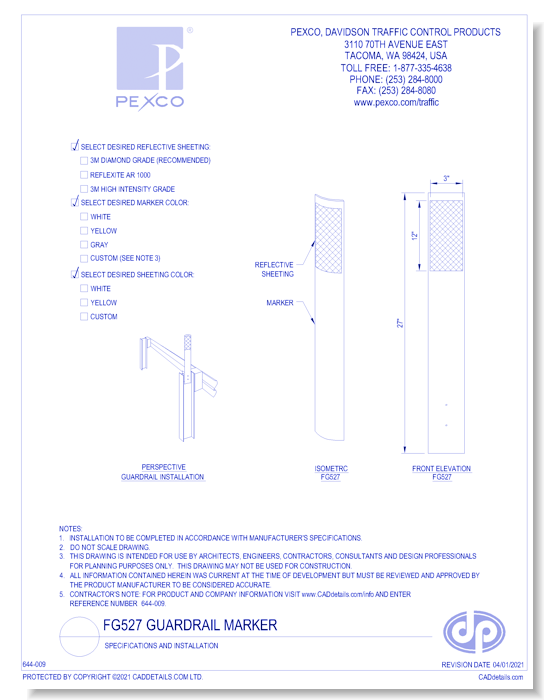 FG527 I-Beam Guardrail Marker - Specifications & Installation