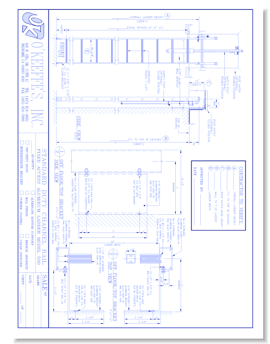 500 Standard Duty Channel Rail Fixed Access Ladder
