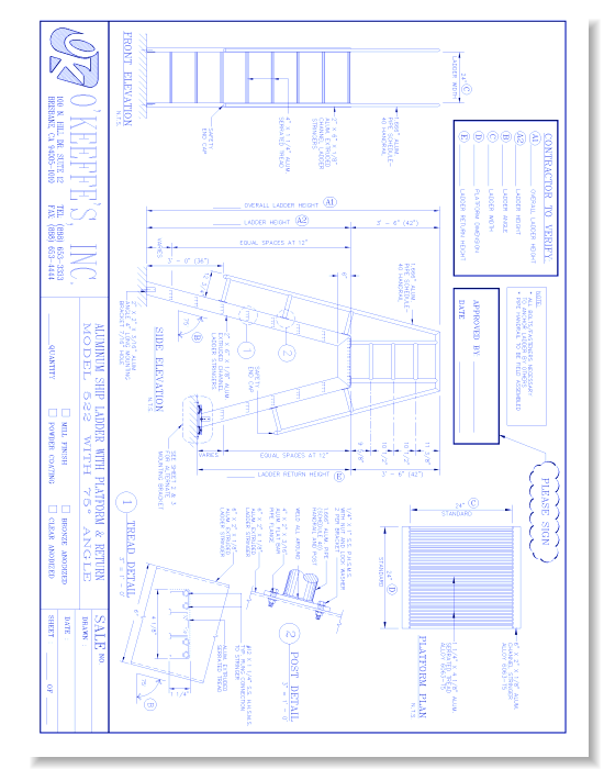 522 Ship Ladder W/ Platform and Return