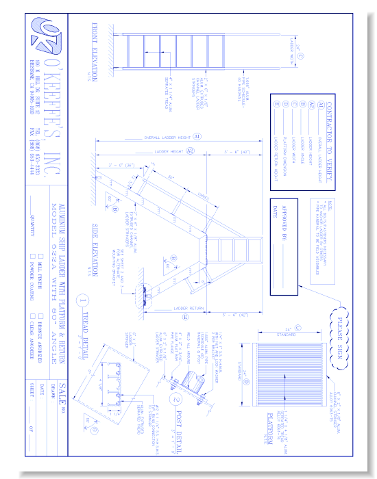 522A Ship Ladder W/ Platform and Return