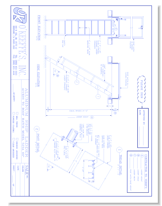 523A Ship Ladder W/ Access to Roof Hatch