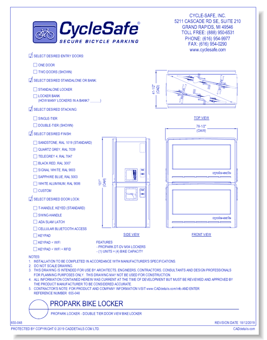 ProPark Locker - Double Tier Door View Bike Locker