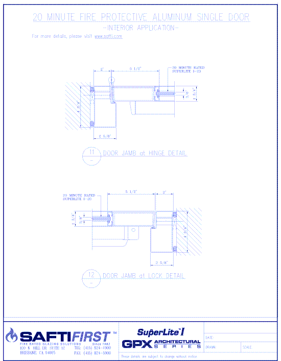 GPX Architectural Series: 20 Minute Fire Protective Aluminum Single Door