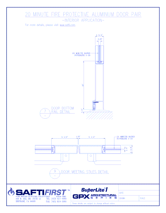 GPX Architectural Series: 20 Minute Fire Protective Aluminum Door Pair