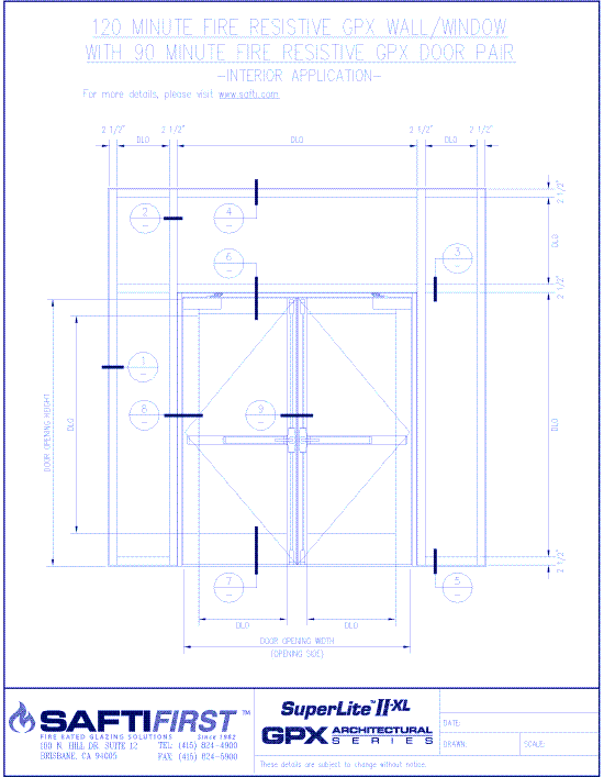 GPX Architectural Series: 120 Minute Fire Resistive Wall with 90 Minute Door Pair – Interior