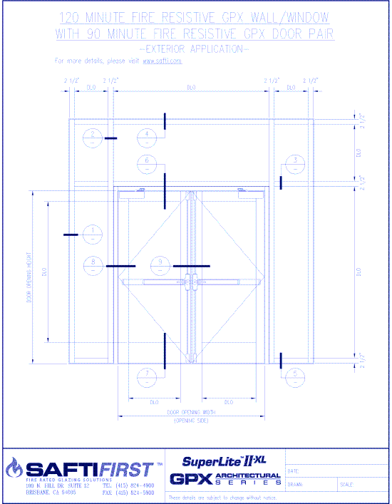 GPX Architectural Series: 120 Minute Fire Resistive Wall with 90 Minute Door Pair – Exterior