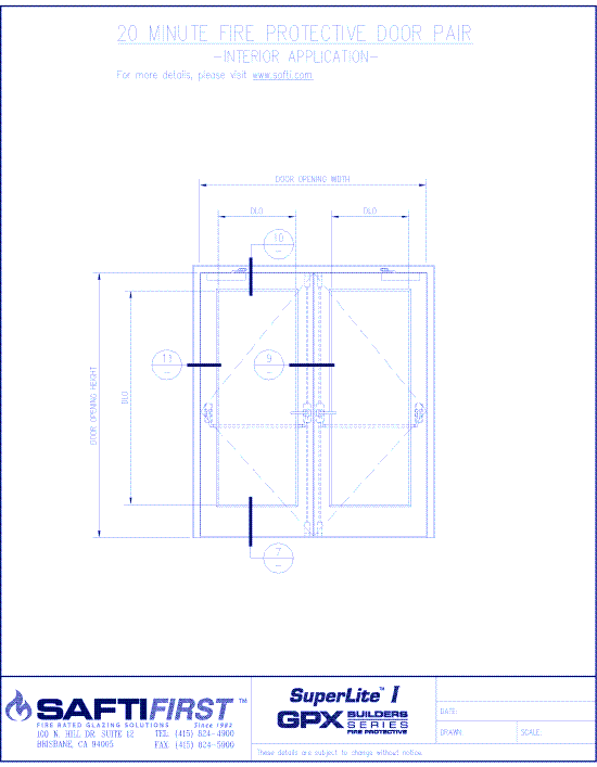 GPX Builders Series: 20 Minute Fire Protective Door Pair with SuperLite I – Interior