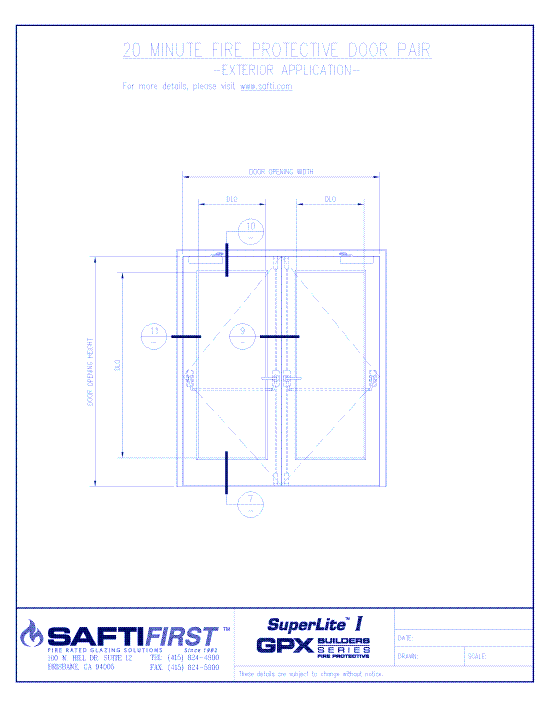GPX Builders Series: 20 Minute Fire Protective Door Pair with SuperLite I – Exterior