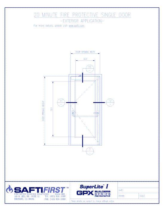GPX Builders Series: 20 Minute Fire Protective Single Door with SuperLite I – Exterior