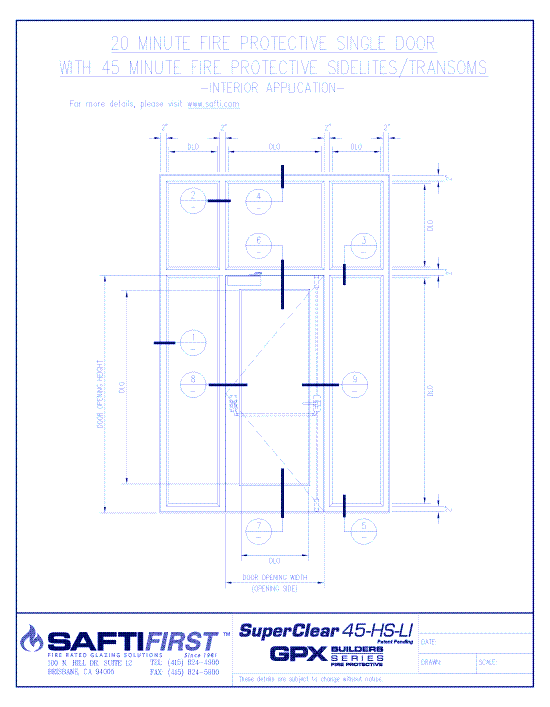 GPX Builders Series: 20 Minute Fire Protective Single Door with 45 Minute Fire Protective Sidelites/Transoms – Interior