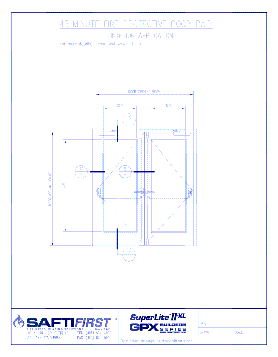 GPX Builders Series: 45 Minute Fire Protective Door Pair with SuperLite II-XL 45 – Interior