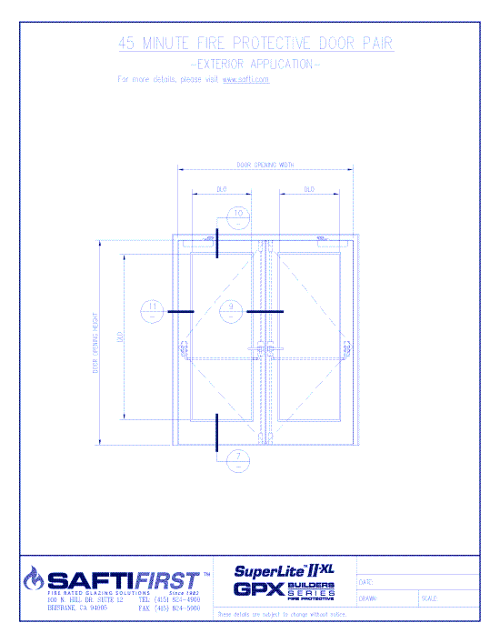 GPX Builders Series: 45 Minute Fire Protective Door Pair with SuperLite II-XL 45 – Exterior
