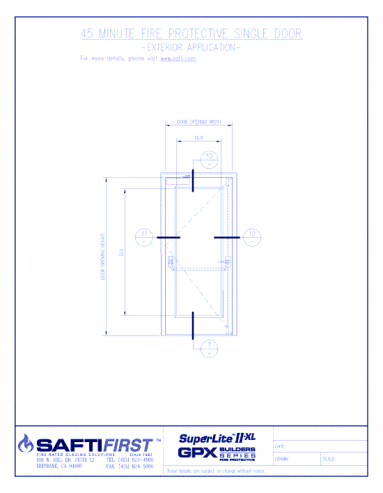 GPX Builders Series: 45 Minute Fire Protective Single Door with SuperLite II-XL 45 – Exterior