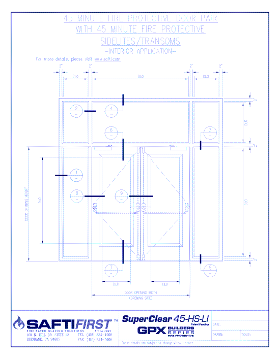 GPX Builders Series: 45 Minute Fire Protective Door Pair with 45 Minute Fire Protective Sidelites/Transoms – Interior