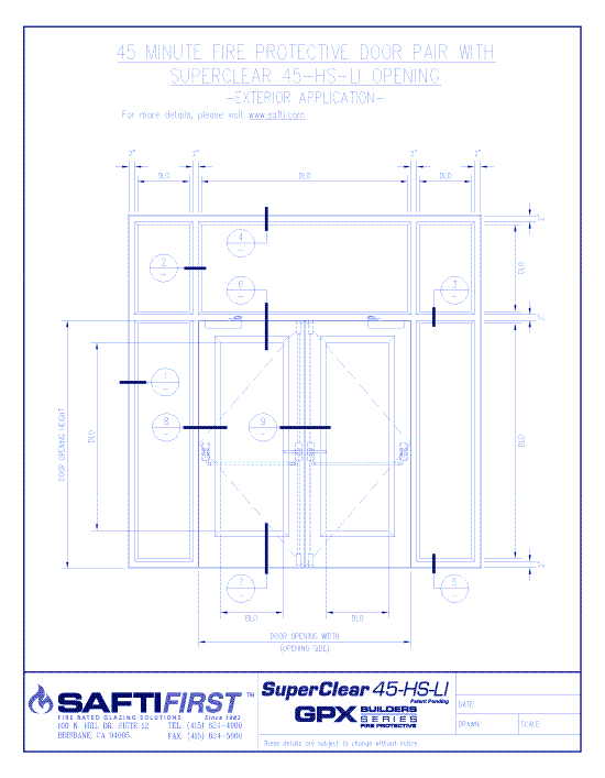 GPX Builders Series: 45 Minute Fire Protective Door Pair with 45 Minute Fire Protective Sidelites/Transom – Exterior