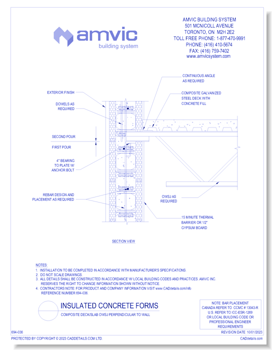 (FLR-008) Composite Deck / Slab OWSJ Perpendicular to Wall