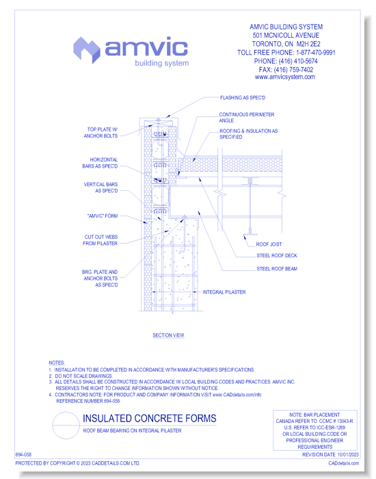 (ROF-006) Roof Beam Bearing on Integral Pilaster