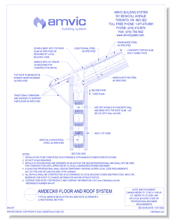 (AMD-CON-028) Typical AmDeck Details for Inclined Roof Alternate 2 (Longitudinal Section)
