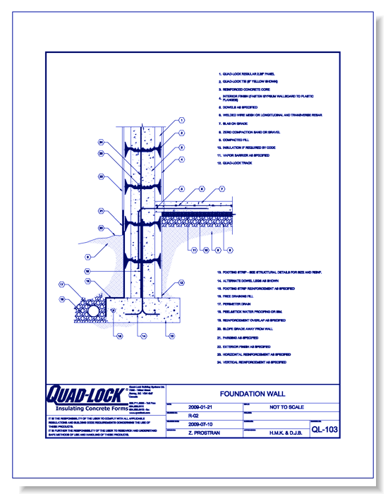 R-22 Regular ICF Walls: QL-103 Foundation Wall