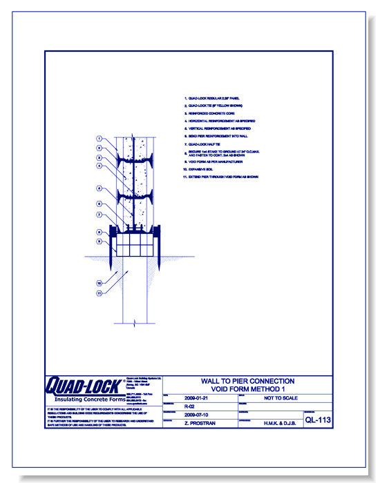 R-22 Regular ICF Walls: QL-113 Wall to Pier Connection Void Form (Method 1)
