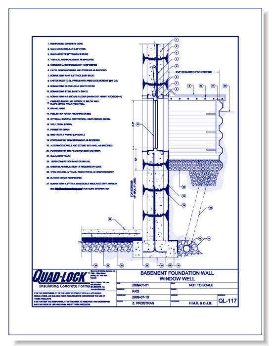 R-22 Regular ICF Walls: QL-117 Basement Foundation Wall Window Well