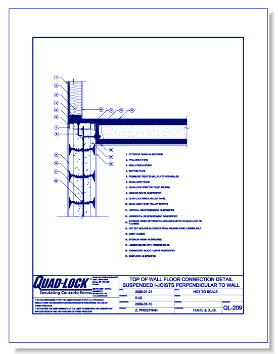 QL-209 Suspended I-Joists Perpendicular to Wall