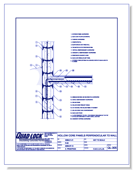 QL-305 Hollow Core Panels Perpendicular to Wall