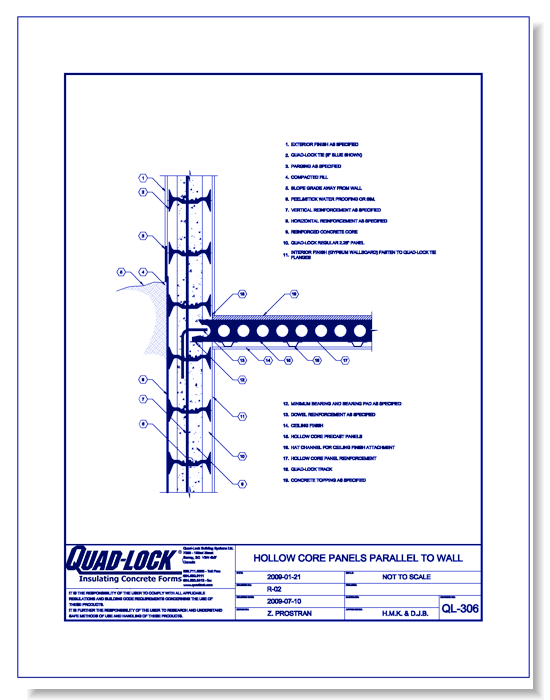 QL-306 Hollow Core Panels Parallel to Wall