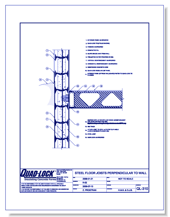 QL-310 Steel Floor Joists Perpendicular to Wall